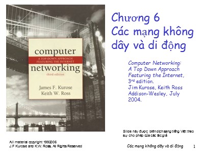 Bài giảng Computer Networking - Chương 6: Các mạng không dây và di động