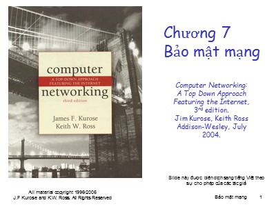 Bài giảng Computer Networking - Chương 7: Bảo mật mạng