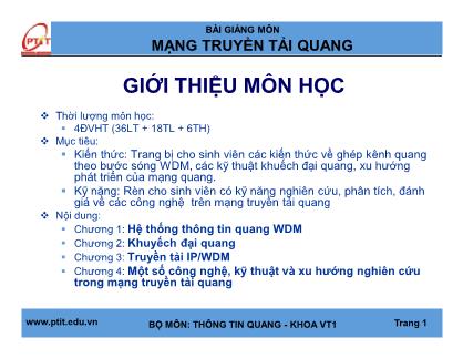 Bài giảng Mạng truyền tải quang