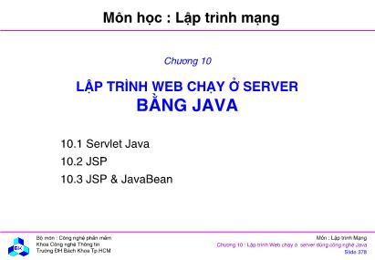 Bài giảng môn lập trình mạng - Chương 10: Lập trình web chạy ở server bằng java