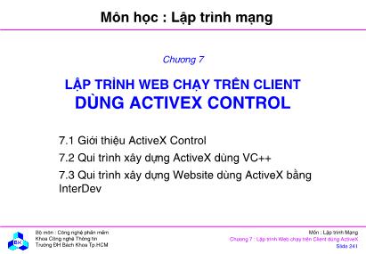 Bài giảng môn lập trình mạng - Chương 7: Lập trình web chạy trên client dùng activex control