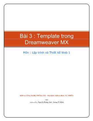 Bài giảng môn Lập trình và Thiết kế Web 1 - Bài 3 : Template trong Dreamweaver MX