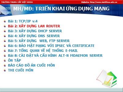 Bài giảng Triển khai ứng dụng mạng - Bài 2: Xây dựng Lan Router