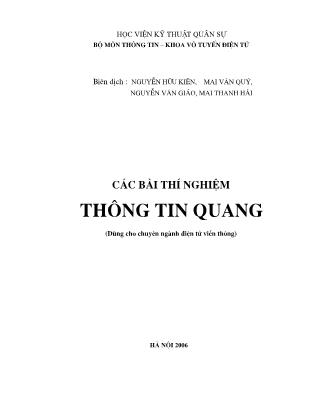 Các bài thí nghiệm thông tin quang