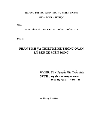 Đồ án Phân tích và thiết kế hệ thống quản lý bến xe Miền Đông - Nguyễn Gia Tuấn Anh