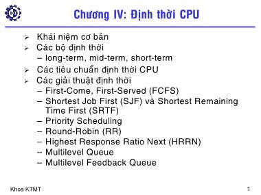 Giáo án Hệ điều hành - Chương 4: Định thời CPU - Hà Lê Hoài Trung