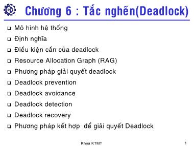 Giáo án Hệ điều hành - Chương 6: Tắc nghẽn (deadlock) - Hà Lê Hoài Trung