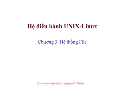 Giáo án Hệ điều hành Unix-Linux - Chương 3: Hệ thống File