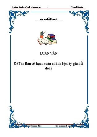 Luận văn Bàn về hạch toán chênh lệch tỷ giá hối đoái - Lê Thị Mai