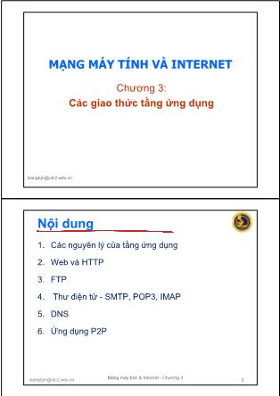 Tài liệu mạng máy tính và internet - Chương 3: Các giao thức tầng ứng dụng