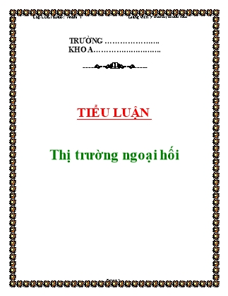 Tiểu luận Thị trường ngoại hối - Phan Thị Thanh Tâm