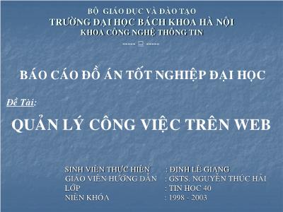 Báo cáo Quản lí công việc trên Web - Đinh Lê Giang