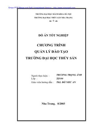 Đồ án Tốt nghiệp Chương trình quản lí đào tạo Trường đại học Thủy sản - Trương Trọng Ánh