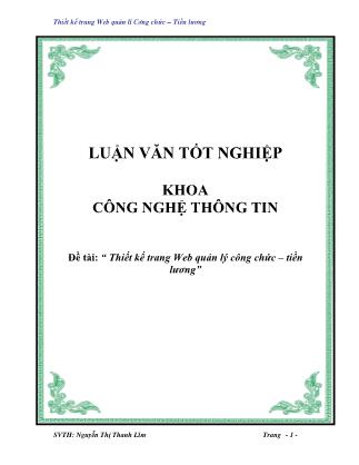 Hiết kế trang Web quản lý công chức – tiền lương - Nguyễn Thị Thanh Liêm
