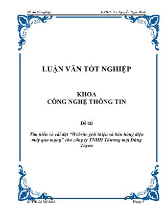 Luận văn Tìm hiểu và cài đặt “Website giới thiệu và bán hàng điện máy qua mạng” cho công ty TNHH Thương mại Dũng Tuyên