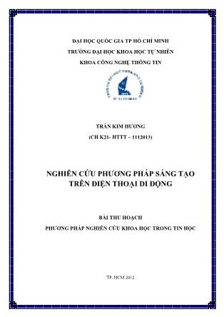 Phƣơng pháp nghiên cứu khoa học trong tin học - Trần Kim Hương