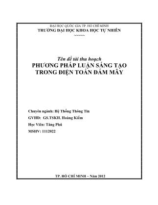 Phương pháp luận sáng tạo trong điện toán đám mây - Tăng Phú