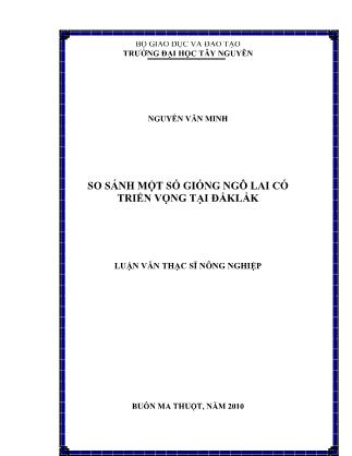 So sánh một số giống ngô lai có triển vọng tại Đắklắk - Nguyễn Văn Minh