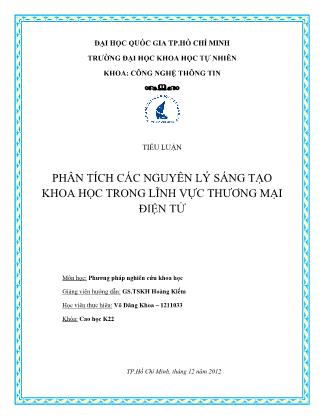 Tiểu luận Phân tích các nguyên lý sáng tạo khoa học trong lĩnh vực thương mại điện tử - Võ Đăng Khoa