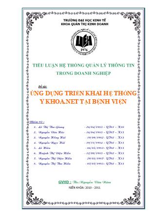 Tiểu luận Ứng dụng triển khai hệ thống y khoa.net tại bệnh viện