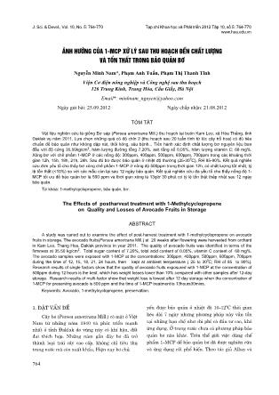 Ảnh hưởng của 1-Mcp xử lý sau thu hoạch đến chất lượng và tổn thất trong bảo quản bơ