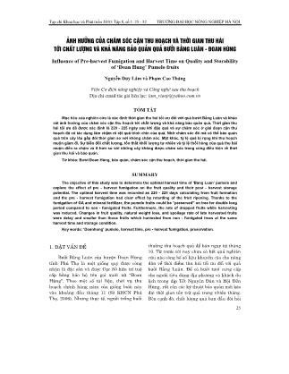 Ảnh hưởng của chăm sóc cận thu hoạch và thời gian thu hái tới chất lượng và khả năng bảo quản quả bưởi bằng luân - Đoan Hùng