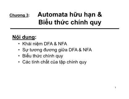 Bài giảng Automata hữu hạn và Biểu thức chính quy