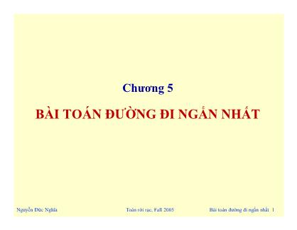 Bài giảng Bài toán đường đi ngắn nhất