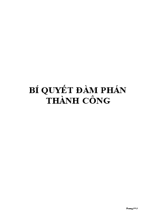 Bài giảng bí quyết đàm phán thành công