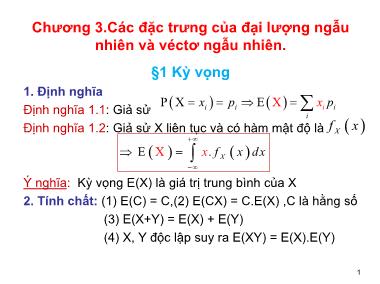 Bài giảng Các đặc trưng của đại lượng ngẫu nhiên và véctơ ngẫu nhiên