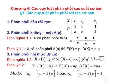 Bài giảng Các quy luật phân phối xác suất cơ bản