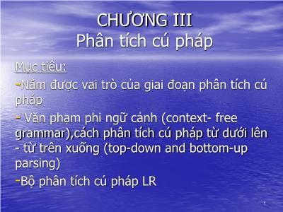 Bài giảng cấu trúc dữ liệu và thuật toán - Chương 3: Phân tích cú pháp