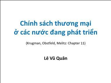 Bài giảng Chính sách thương mại ở các nước đang phát triển