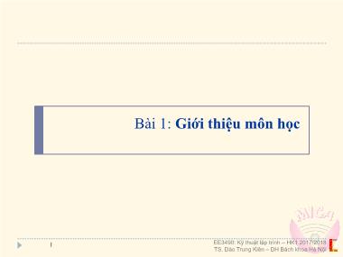 Bài giảng Cơ sở dữ liệu - Bài 1: Giới thiệu môn học - Đào Trung Kiên