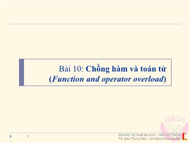 Bài giảng Cơ sở dữ liệu - Bài 10: Chồng hàm và toán tử (Function and operator overload)