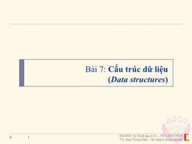 Bài giảng Cơ sở dữ liệu - Bài 7: Cấu trúc dữ liệu (Data structures)