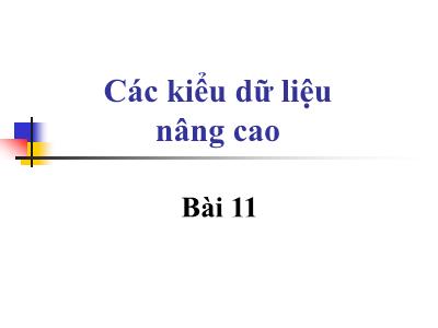 Bài giảng Công nghệ Phần mềm - Bài 11: Các kiểu dữ liệu nâng cao