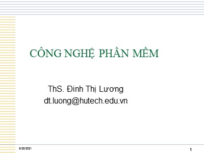 Bài giảng Công nghệ phần mềm - Đinh Thị Lương