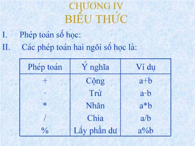 Bài giảng Công nghệ thông tin - Chương IV: Biểu thức