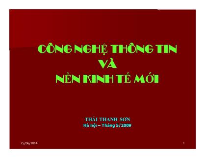 Bài giảng Công nghệ thông tin và nền kinh tế - Thái Thanh Sơn