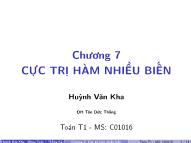 Bài giảng Cực trị Hàm nhiều biến - Huỳnh Văn Kha