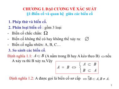 Bài giảng Đại cương về xác suất