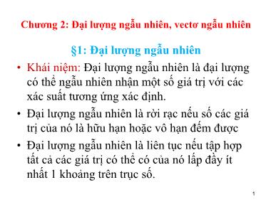 Bài giảng Đại lượng ngẫu nhiên, vectơ ngẫu nhiên