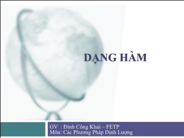 Bài giảng Dạng hàm - Đinh Công Khải