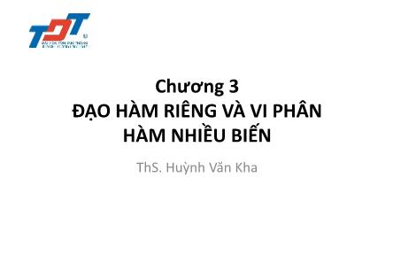 Bài giảng Đạo hàm riêng và vi phân hàm nhiều biến - Huỳnh Văn Kha