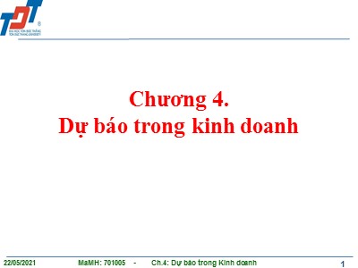 Bài giảng Dự báo trong kinh doanh