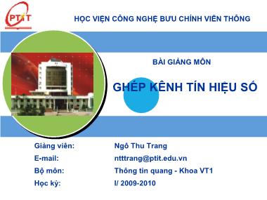 Bài giảng Ghép kênh tín hiệu số - Ngô Thu Trang