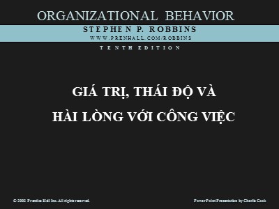 Bài giảng Giá trị, thái độ và hài lòng với công việc