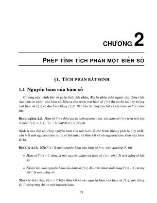 Bài giảng Giải tích 1 - Chương 2: Phép tính tích phân một biến số