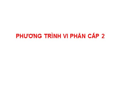 Bài giảng Giải tích - Phương trình vi phân cấp 2